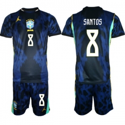 Youth Brazil 2026 FIFA World Cup Blue Away Soccer Jersey SANTOS #8