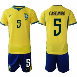 Youth Brazil 2026 FIFA World Cup Yellow Home Soccer Jersey CASEMIRO #5