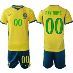 Youth Brazil 2026 FIFA World Cup Yellow Home Soccer Jersey CUSTOM Green