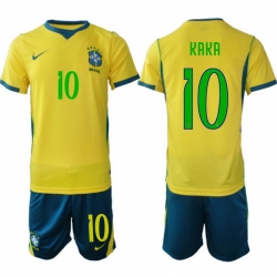 Youth Brazil 2026 FIFA World Cup Yellow Home Soccer Jersey KAKA #10 Green