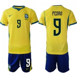 Youth Brazil 2026 FIFA World Cup Yellow Home Soccer Jersey PEDRO #9