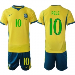 Youth Brazil 2026 FIFA World Cup Yellow Home Soccer Jersey PELE #10 Green