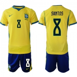 Youth Brazil 2026 FIFA World Cup Yellow Home Soccer Jersey SANTOS #8