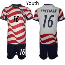 USA FIFA World Cup 2026 Soccer Red Home Jersey Alex Freeman #16