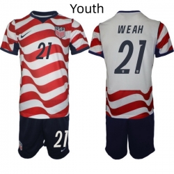 USA FIFA World Cup 2026 Soccer Red Home Jersey Timothy Weah #21