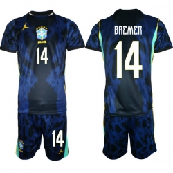 Men Brazil 2026 FIFA World Cup Blue Away Soccer Jersey BREMER #14