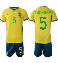 Men Brazil 2026 FIFA World Cup Yellow Home Soccer Jersey B.GUIMARAES #5 Green