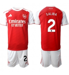 Men Arsenal 2026 Soccer Jerseys Red White #2 SALIBA Men Arsenal 2026 Soccer Jerseys Red White #2 SALIBA