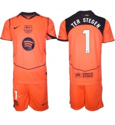 Men FC Barcelona 2026 Soccer Jerseys Orange #1 TER STEGEN Men FC Barcelona 2026 Soccer Jerseys Orange #1 TER STEGEN
