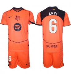 Men FC Barcelona 2026 Soccer Jerseys Orange #6 XAVI Men FC Barcelona 2026 Soccer Jerseys Orange #6 XAVI