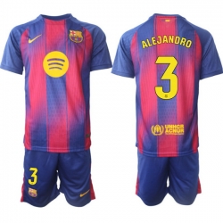 Men FC Barcelona 2026 Soccer Jerseys PinkBlue #3 ALEJANDRO