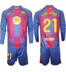 Men FC Barcelona 2026 Soccer Jerseys Red Long #21 F.DE JONG Men FC Barcelona 2026 Soccer Jerseys Red Long #21 F.DE JONG