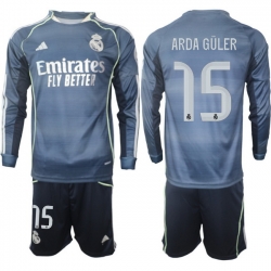 Men Real Madrid 2026 Soccer Jerseys DarkBlue Long #15 ARDA GULER