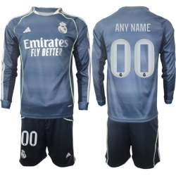 Men Real Madrid 2026 Soccer Jerseys DarkBlue Long CUSTOM