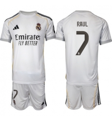 Men Real Madrid 2026 Soccer Jerseys White #7 RAUL Men Real Madrid 2026 Soccer Jerseys White #7 RAUL