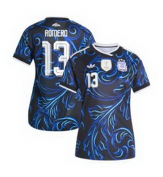 Women 13Cristian Romero Argentina National Team adidas 2026 Away Replica Jersey Black 3