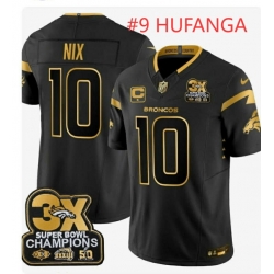 Denver Broncos #9 HUFANGA Gold Black Stitched Jersey