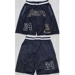 Men Los Angeles Lakers 24 Kobe Bryant Black 2025 Shorts  