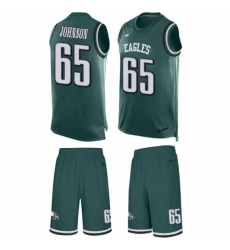 Men's Nike Philadelphia Eagles #65 Lane Johnson Limited Midnight Green Tank Top Suit NFL Jersey