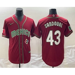 Men's Mexico Baseball #43 Patrick Sandoval 2023 Red World Classic Stitched Jerseys