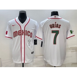 Men's Mexico Baseball #7 Julio Urias 2023 White World Baseball Classic Stitched Jerseys II