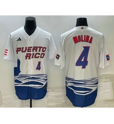 Men's Puerto Rico Baseball #4 Carlos Correa Number 2023 White World Baseball Classic Stitched Jersey