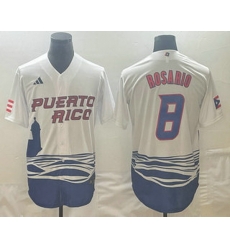 Men's Puerto Rico Baseball #8 Eddie Rosario 2023 White World Classic Stitched Jersey