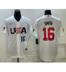 Mens USA Baseball #16 Will Smith Number 2023 White World Baseball Classic Stitched Jersey