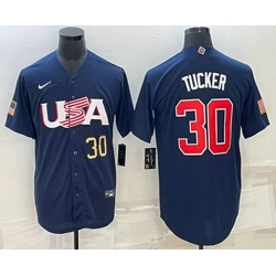 Men's USA Baseball #30 Kyle Tucker Number 2023 Navy World Baseball Classic Stitched Jersey