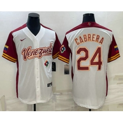 Men Venezuela Baseball #24 Miguel Cabrera 2023 White World Classic Stitched Jersey