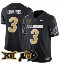 Men Colorado Buffaloes #3 Dylan Edwards Black Vapor Limited Stitched Football Jersey