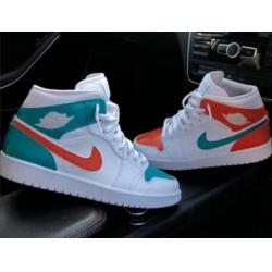 Men Nike Jordan 1 White Teal Orange Shoes 24D52