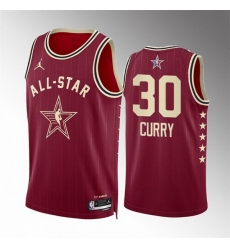 Men 2024 All Star 30 Stephen Curry Crimson Stitched Basketball Jersey