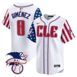 Men Cleveland Guardians 0 Andres Gimenez White 2024 Fourth Of July Vapor Premier Limited Stitched Baseball Jersey