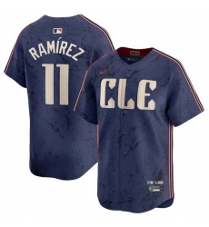 Men Cleveland Guardians 11 Jose Ramirez Navy 2024 City Connect Limited Stitched Baseball Jersey