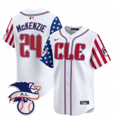 Men Cleveland Guardians 24 Triston McKenzie White 2024 Fourth Of July Vapor Premier Limited Stitched Baseball Jersey
