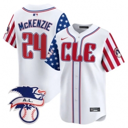 Men Cleveland Guardians 24 Triston McKenzie White 2024 Fourth Of July Vapor Premier Limited Stitched Baseball Jersey