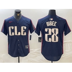 Men Cleveland Guardians 28 Tanner Bibee Navy 2024 City Connect Limited Stitched jerseys 4