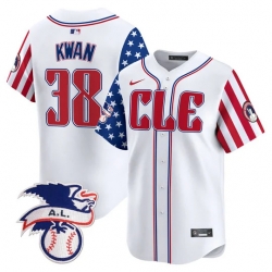 Men Cleveland Guardians 38 Steven Kwan White 2024 Fourth Of July Vapor Premier Limited Stitched Baseball Jersey