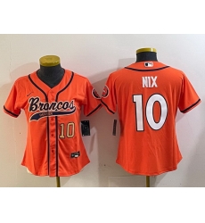 Women Denver Broncos 10 orange Cool Base Stitched Baseball Jersey 2