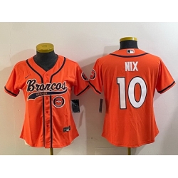 Women Denver Broncos 10 orange Cool Base Stitched Baseball Jersey 3