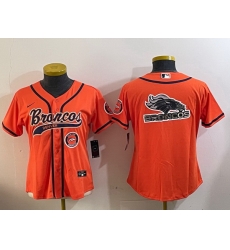 Women Denver Broncos big logoorange Cool Base Stitched Baseball Jersey  2