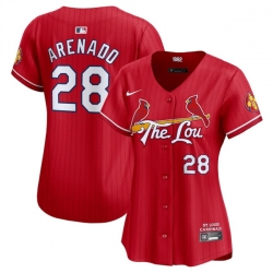 Women St  Louis Cardinals Active Player Custom Red 2024 City Connect Limited Stitched Baseball Jersey