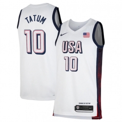 Men USA Basketball 10 Jayson Tatum White 2024 Swingman Stitched Jersey