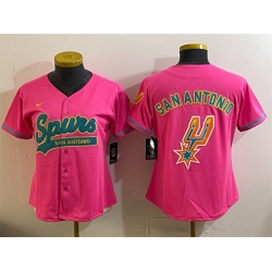 Youth San Antonio Spurs Team Big Logo Pink Stitched Baseball Jersey