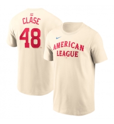 Men American League 48 Emmanuel Clase Cream 2024 All Star Name  26 Number T Shirt