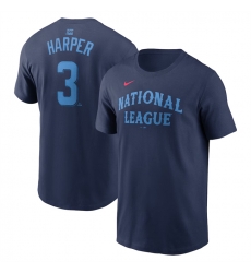Men National League 3 Bryce Harper Navy 2024 All Star Name  26 Number T Shirt