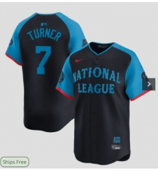 Men National League 7 Trea Turner Navy 2024 All Star Elite Stitched Baseball Jersey