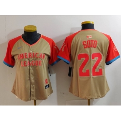 Women American League 22 Juan Soto Cream 2024 All Star Limited Stitched Baseball Jersey 5