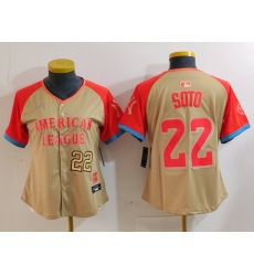 Women American League 22 Juan Soto Cream 2024 All Star Limited Stitched Baseball Jersey 9